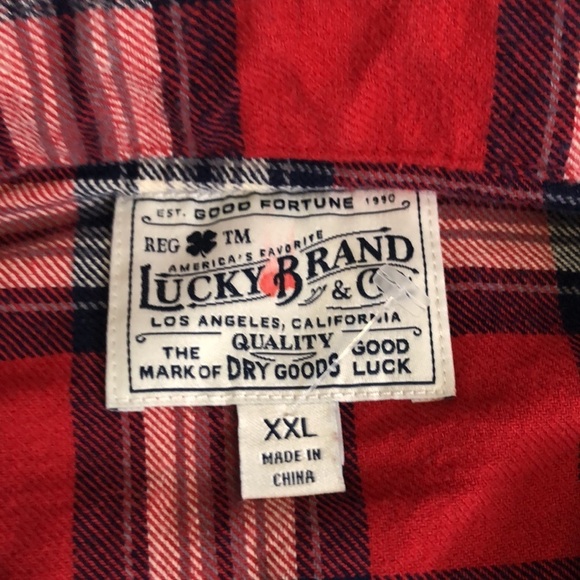 Lucky Brand Mens Red Plaid Flannel Button Up Outdoor Western Size XXL - Picture 7 of 11